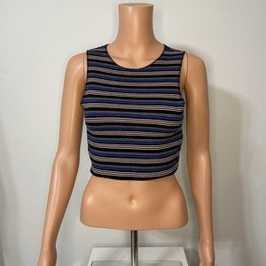 Zara striped crop sleeveless top sz M